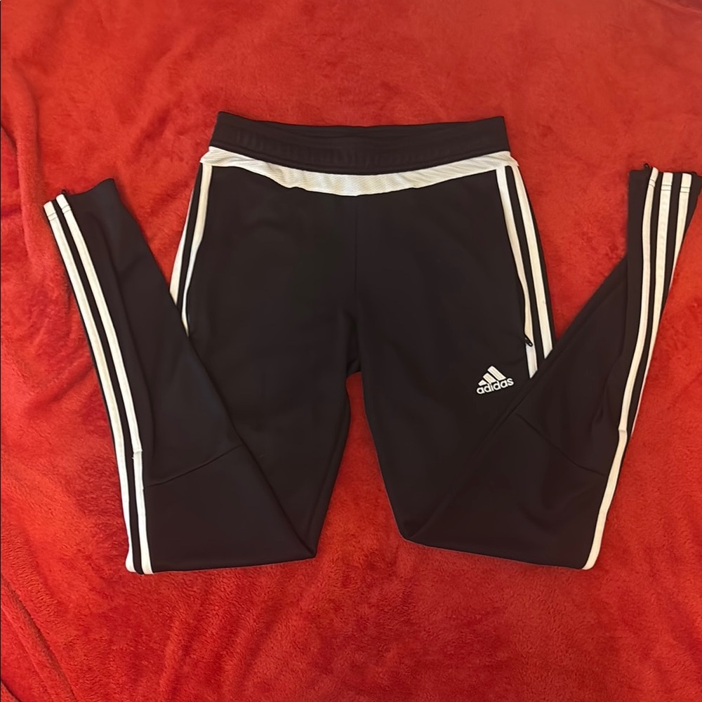 Adidas Black Joggers with White Side Stripes